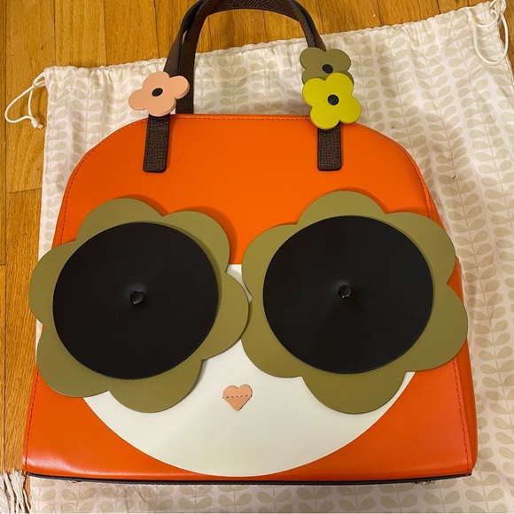 NEW Orla Kiely Retro 1960s Orange Lola Applique Handbag Purse - Picture 3 of 7